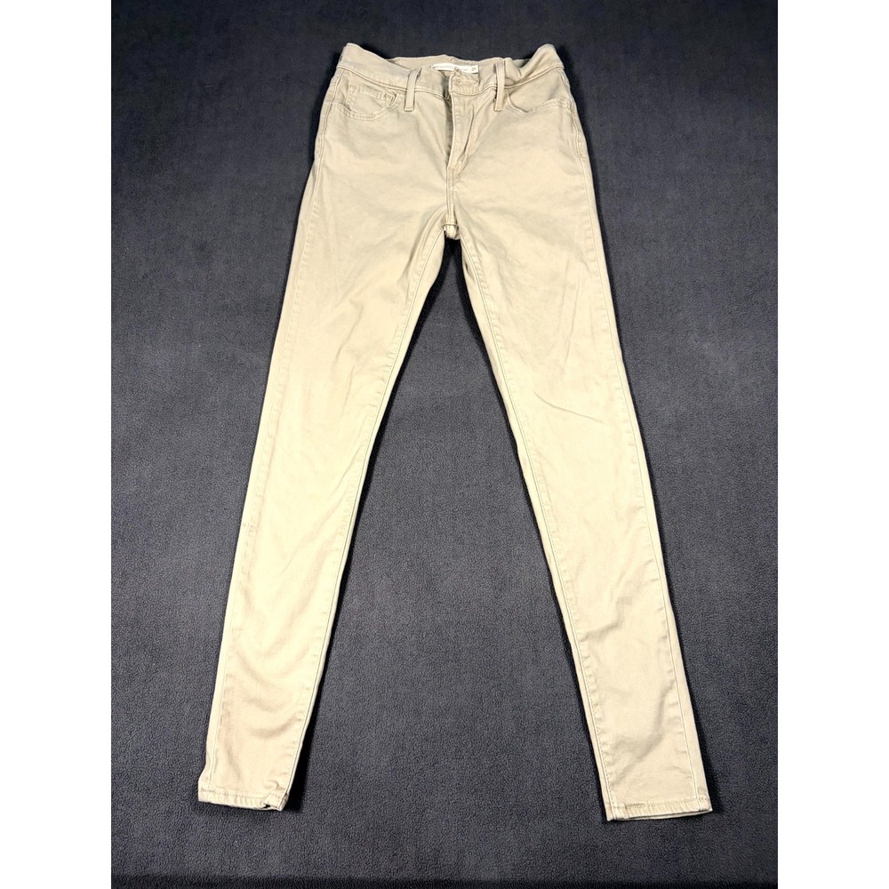 Levis 720 High Rise Super Skinny Jeans Womens 26 Beige Denim Logo Cotton Stretch